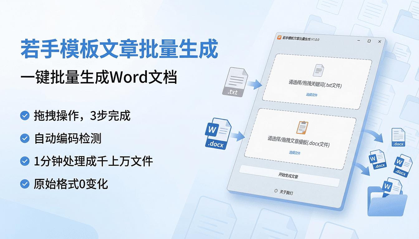 若手模板文章批量生成（docx）软件界面